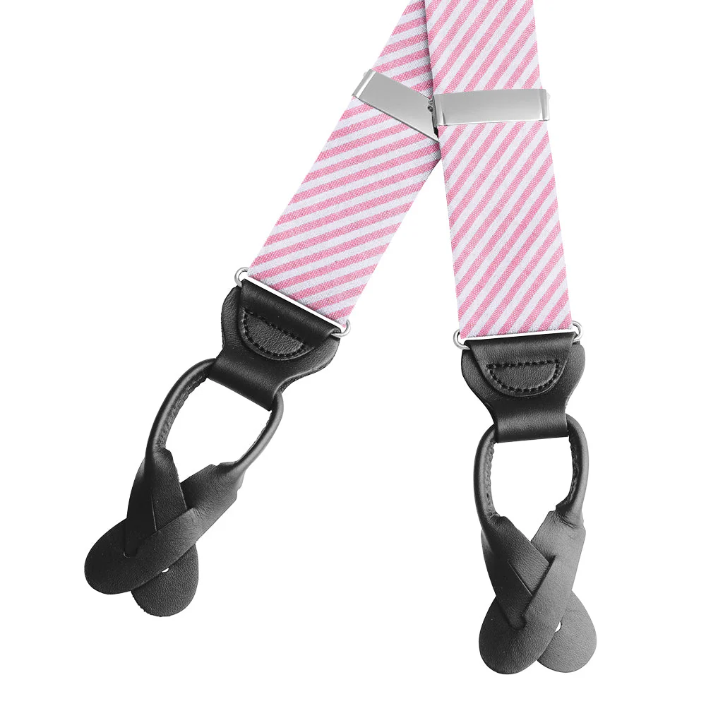 Pink Seersucker - Braces/Suspenders