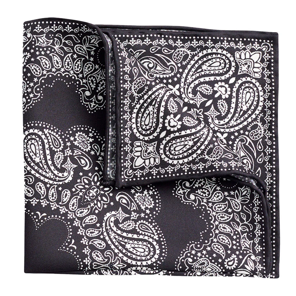 Circuda Black Silk Pocket Square