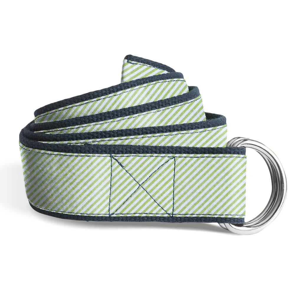 Green Seersucker - D-Ring Belts