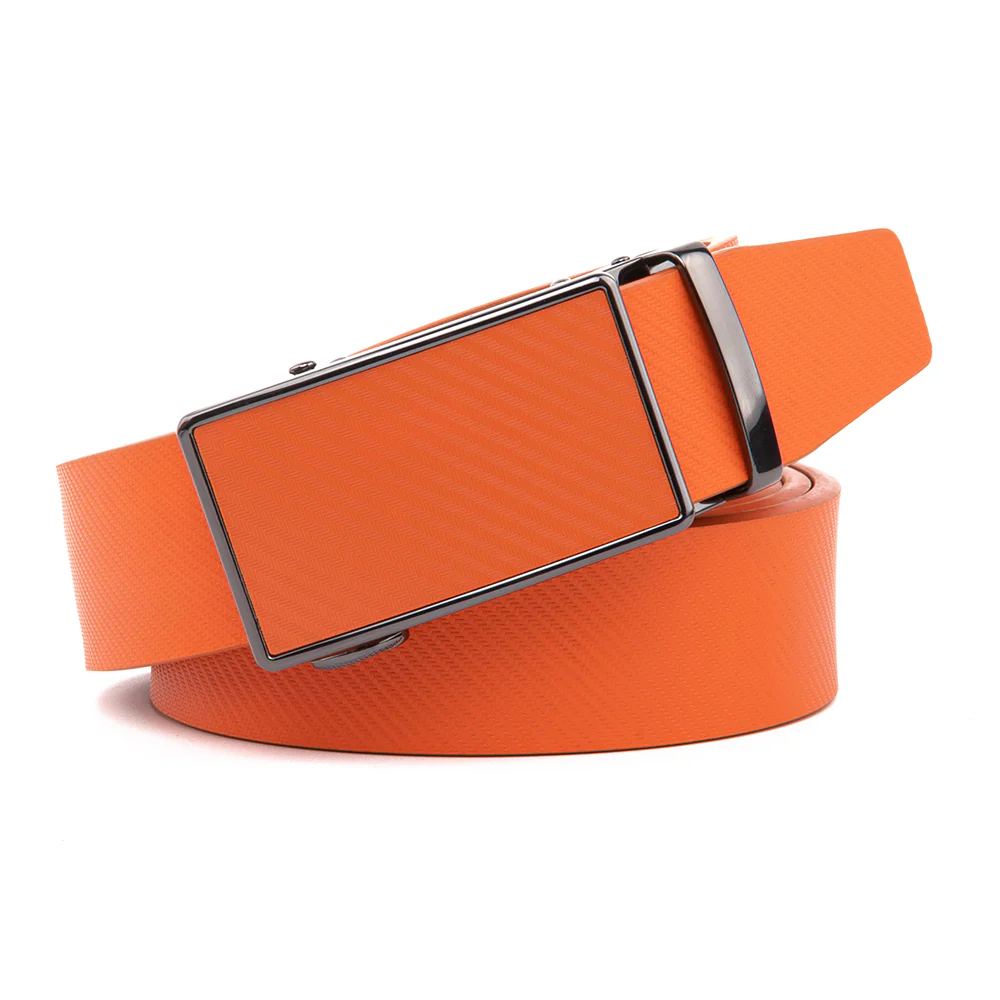 Leather Ratchet Belt - Orange - Image 2