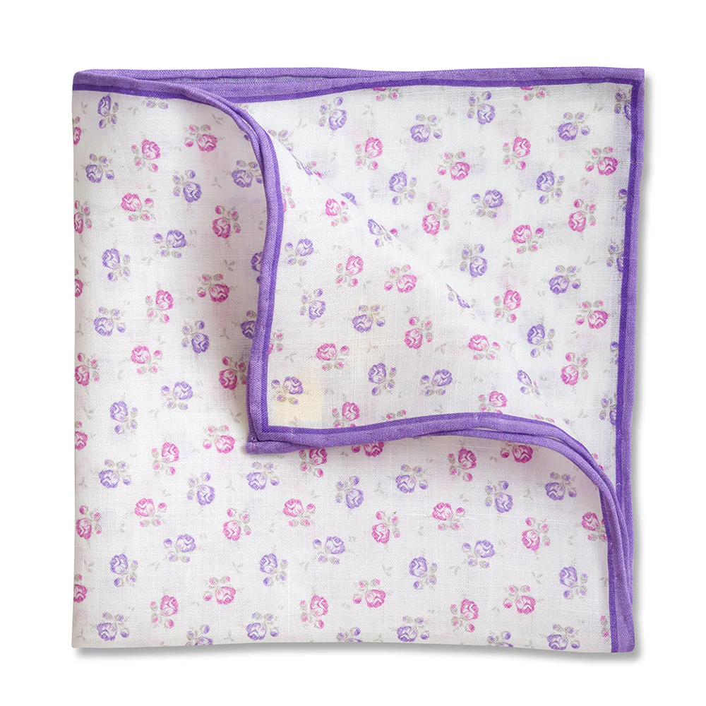 Lilac Posy Linen Pocket Square