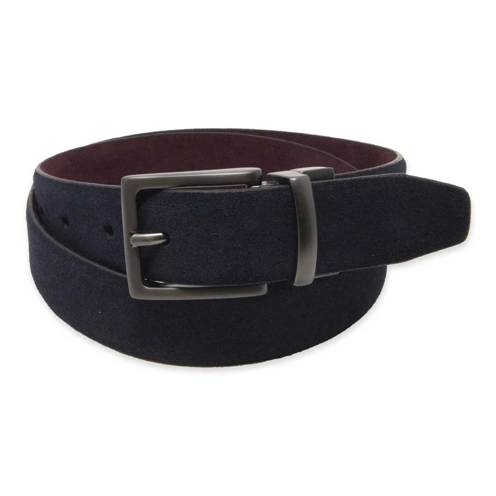 Navy/Wine Reversible Suede Belt - Image 2
