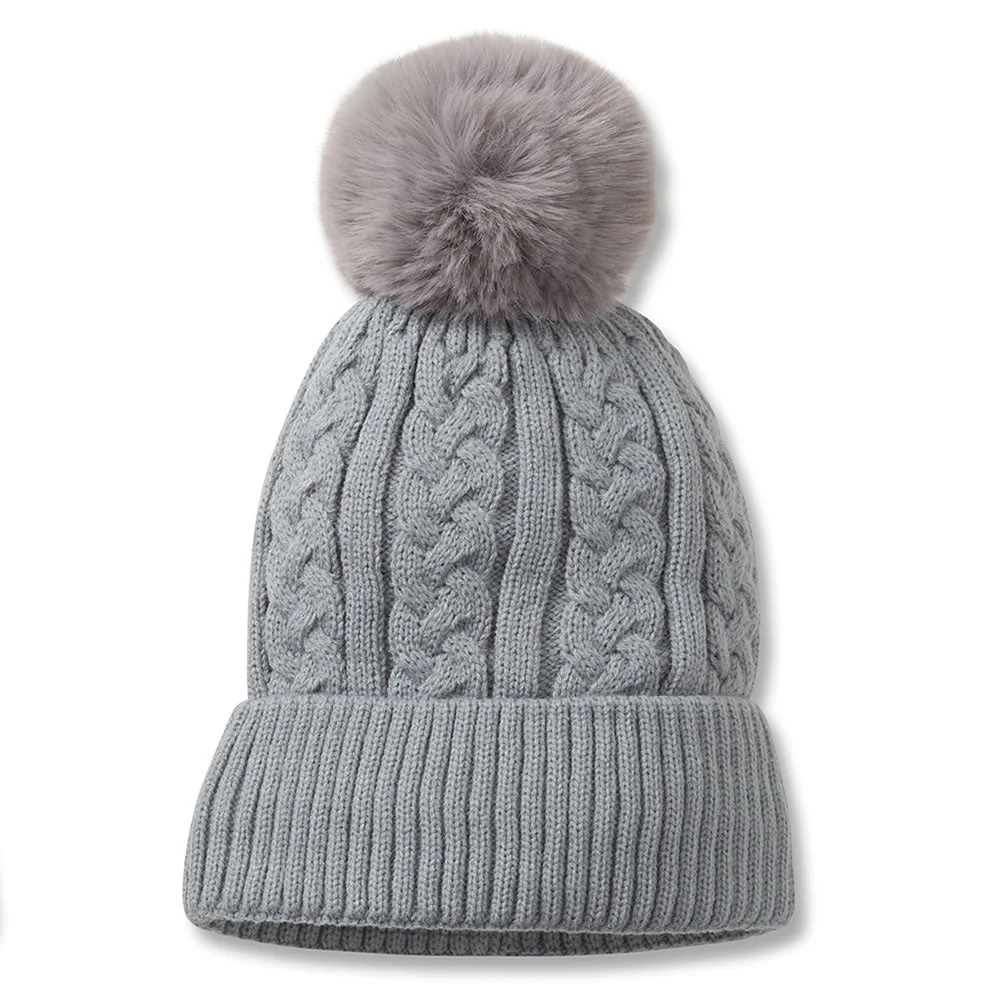 Pom Beanie Grey Woman's Hat