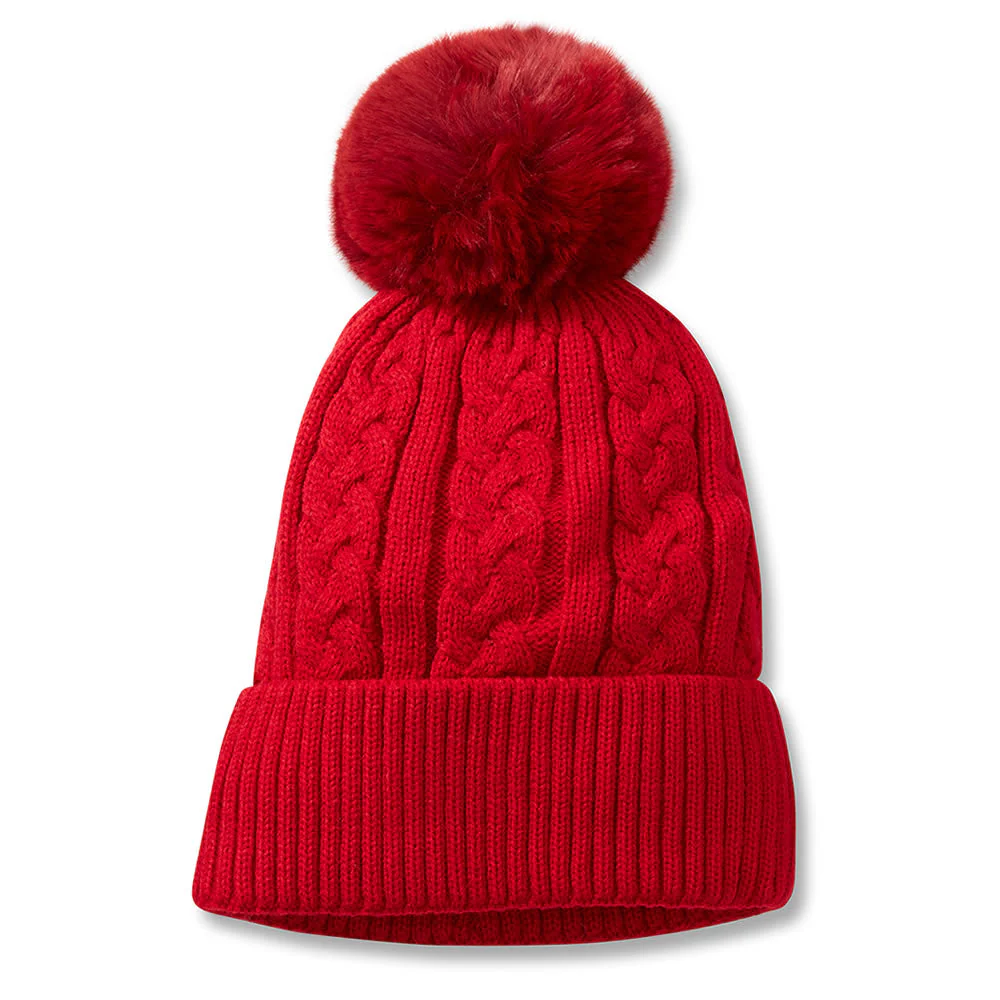 Pom Beanie Red Woman's Hat