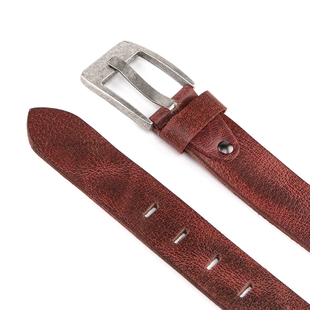 Premium Casual Leather Belt - Vintage Red - Image 3
