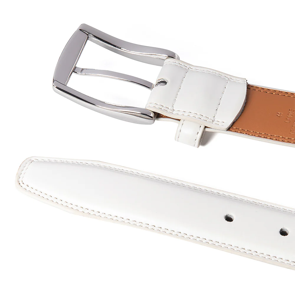 Premium Leather Belt - White - Image 3