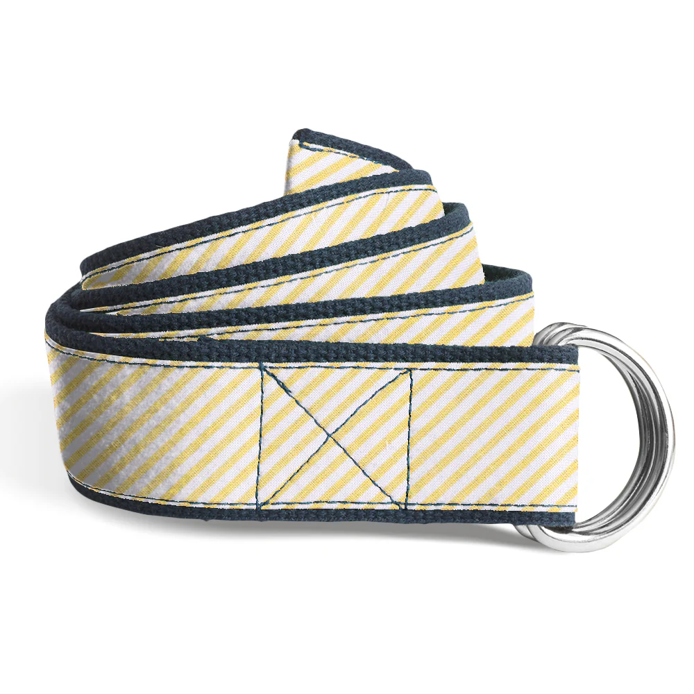 Yellow Seersucker - D-Ring Belts