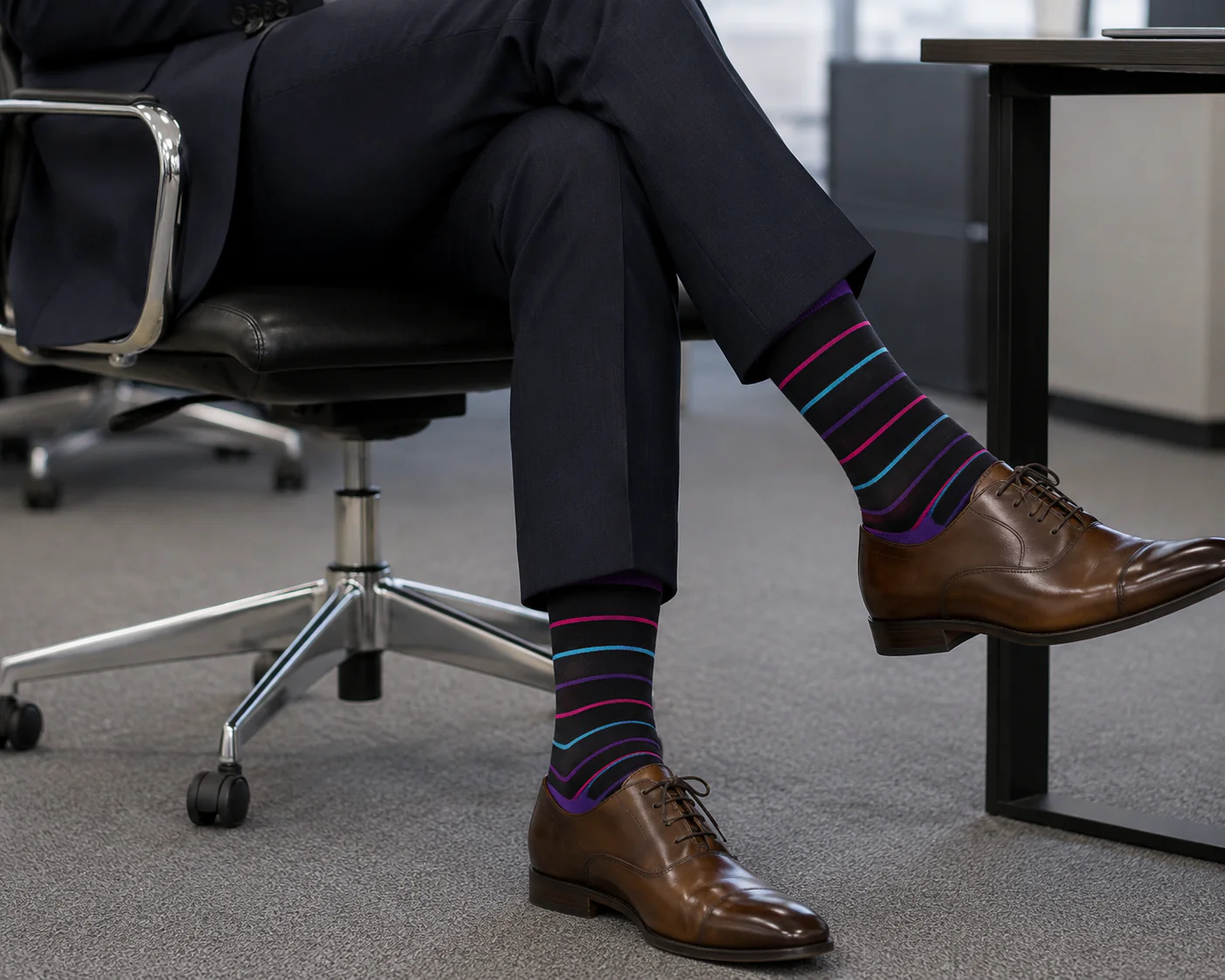 Slim Stripes Purple Men’s Socks - Image 2