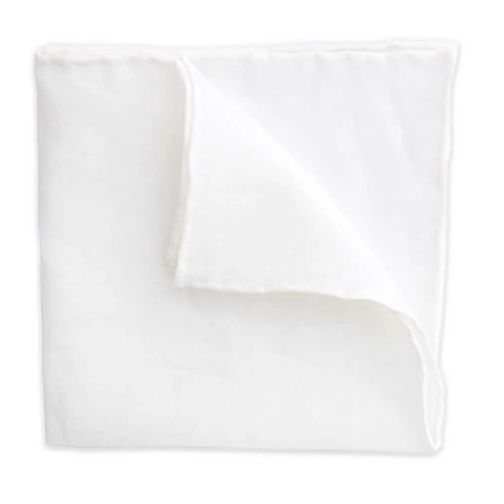 White Linen Pocket Square
